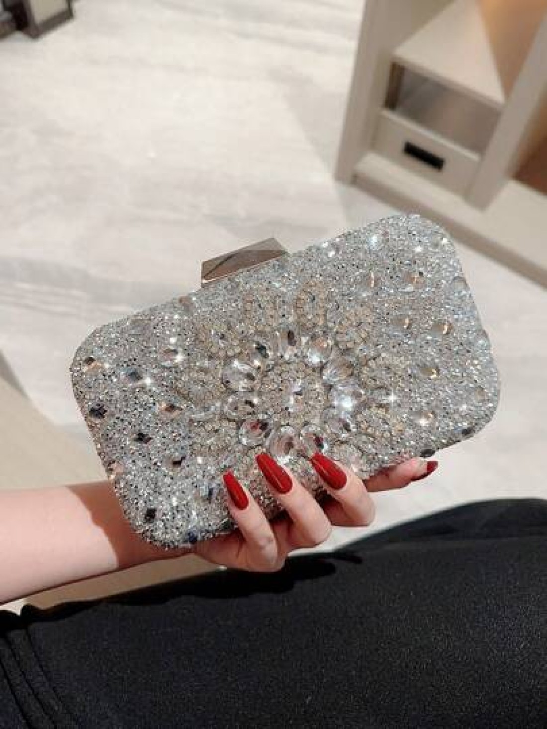 Moonlit EveBag Rhinestone Decor Women s Evening Bag