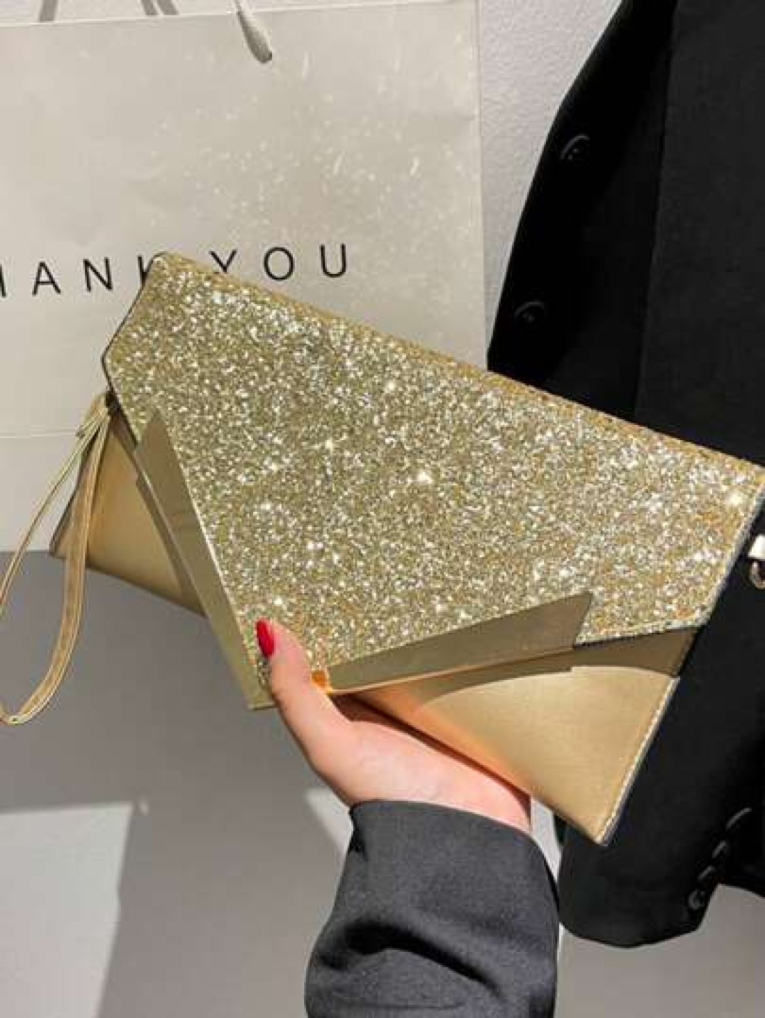 Fashionable Sparkling Sequins Decor Elegant Clutch Bag