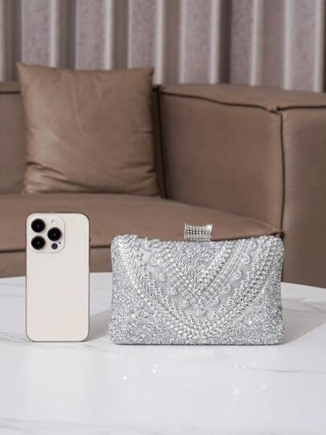 Rhinestone Embellished Evening Clutch Handbag Women s Shoulder Crossbody Chain Bag Square Mini Party Purse Glamorous Rhinestone Bag