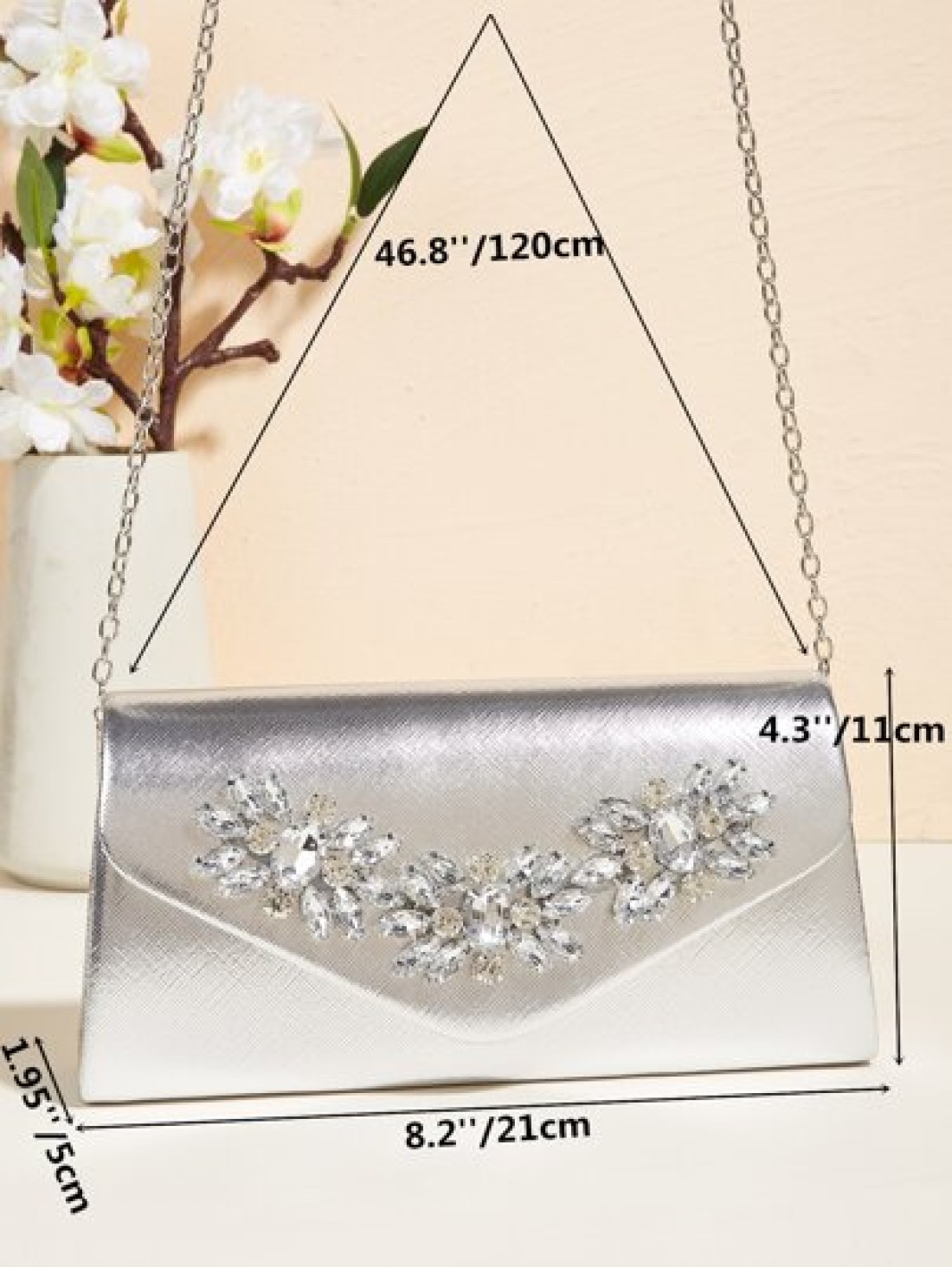 Vincy Glitter Handbag 1pc Evening Handbag With Sparkling Rhinestone Buckle Detail Pu Leather Small Square Bag Can Be Shoulder Cross Body Or Clutch Bag Perfect For Parties