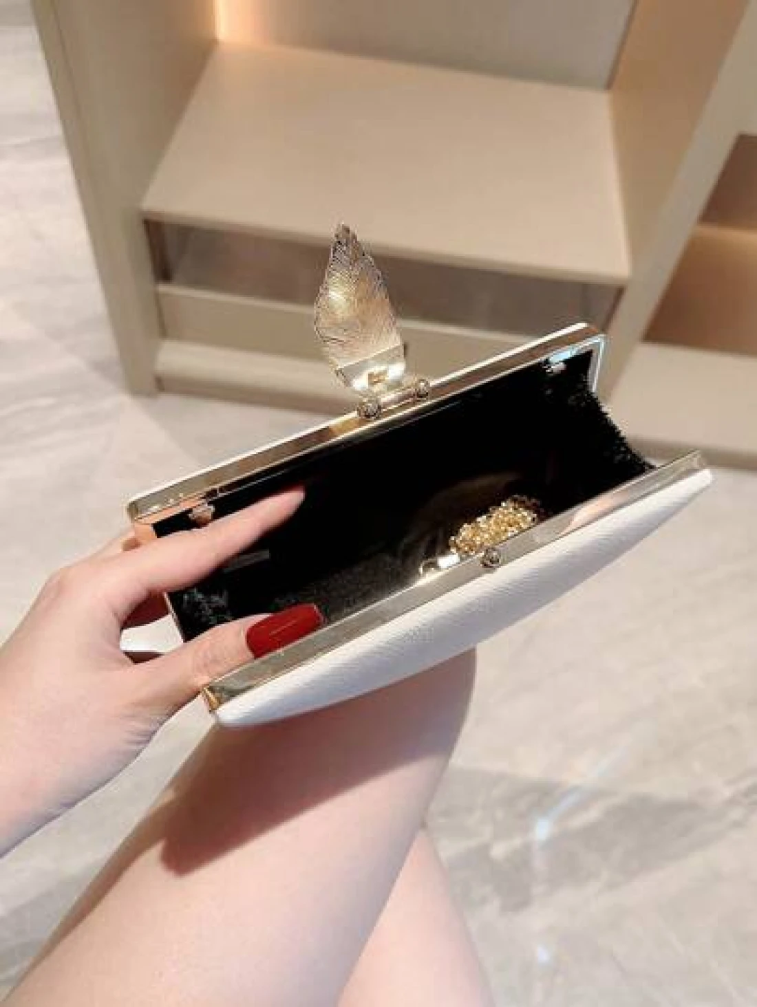 Moonlit EveBag Women s Fashion Metal Box Shaped Evening Clutch With Sparkling Leaf Buckle Party Handbag Chain Bag Bridal Bag For Wedding And Dance Party Valentines