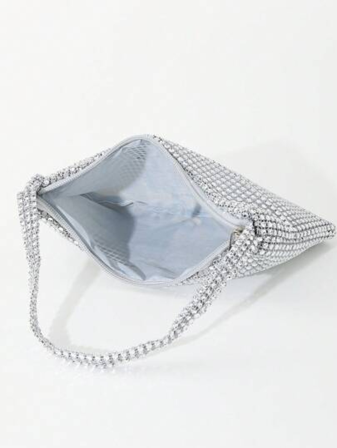 Silver Sparkly Faux Rhinestone Plastic Clutch Bag With Zipper Perfect For Parties Gatherings And Wedding Ceremonies Glamorous Rhinestone Bag