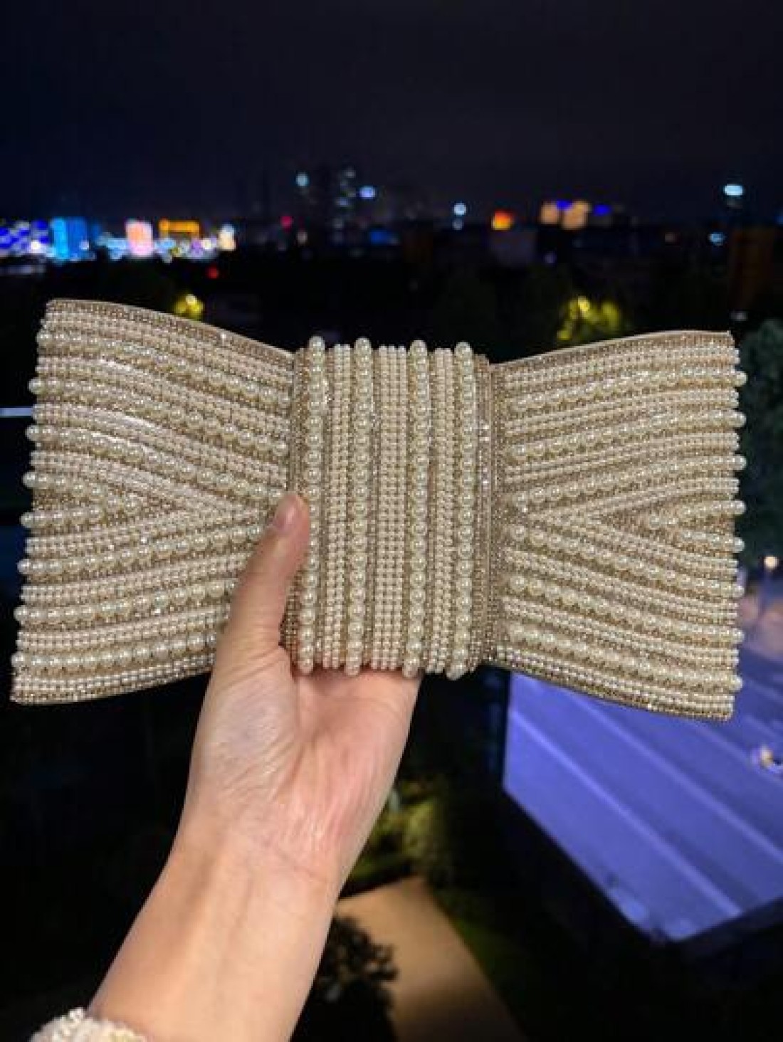 Plus Size High Quality A Grade Rhinestone Bow Faux Pearl Shiny Crystal Evening Clutch Bag Chain Shoulder Strap Fashion Hand Carry Envelope Clutch Purse For Formal Gown And Party Elegant Faux Pearl Bag
