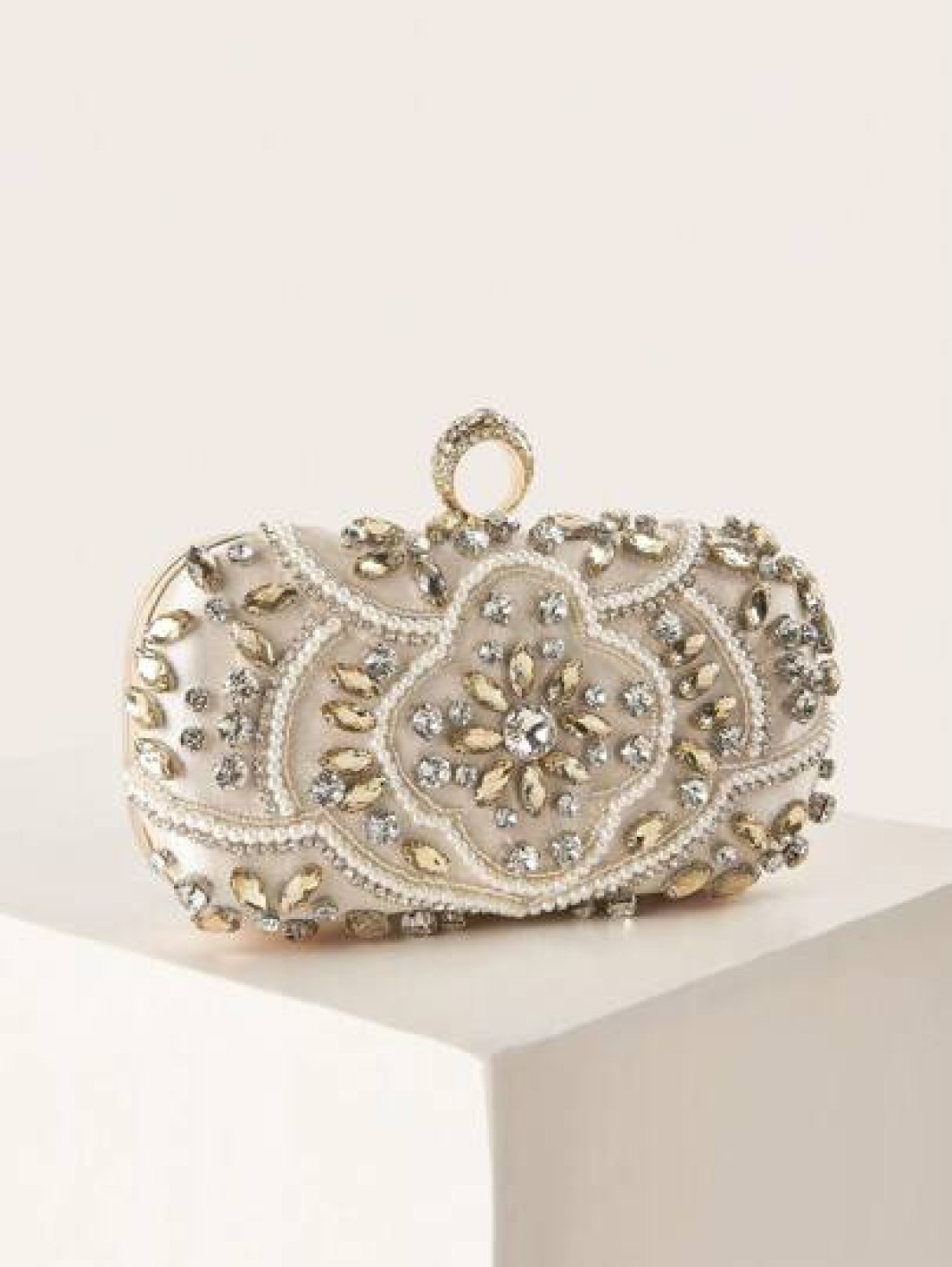 Glitter Handbag Glamorous Glitter Bling Sequin Luxury Shiny Gorgeous Rhinestone Decor Evening Box Clutch Bag Evening Bag Dinner Bag Faux Pearl Rhinestone For Party Girl Woman Bride Perfect For Party W