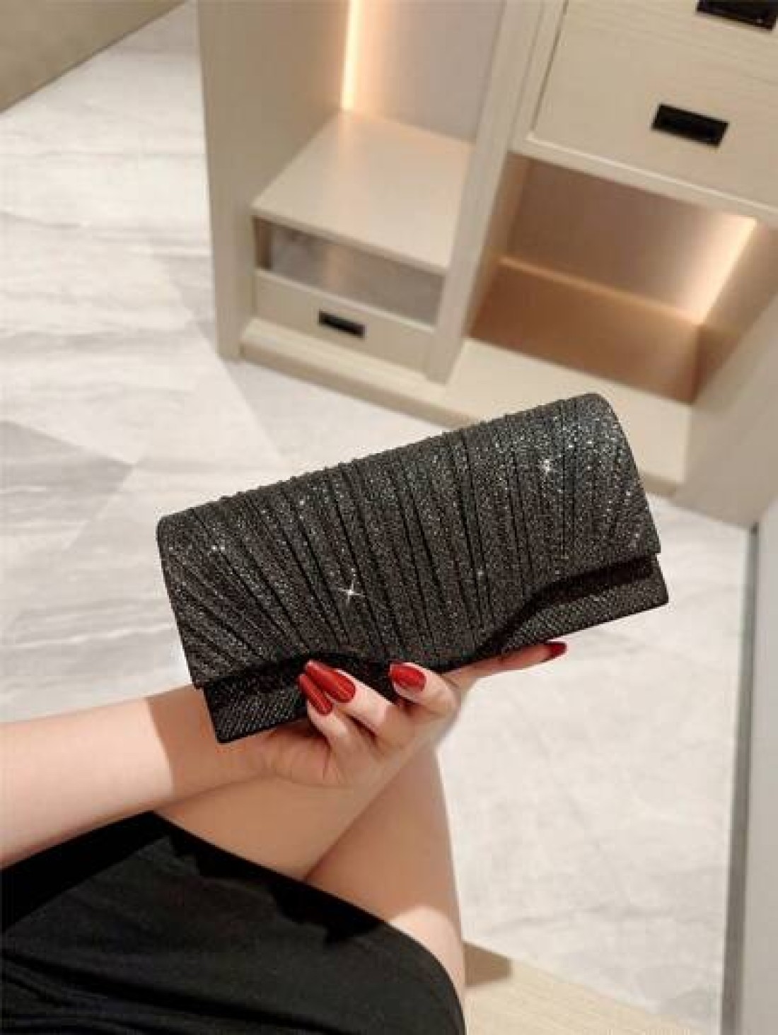 Glitter Evening Bag Purse Women Evening Bag Envelope Handbag Large Wedding Party Prom Purse Mini Flap Square Bag Metallic Sequin Dress Bag Evening Bags For Teen Women Women Socialites Working Women Et
