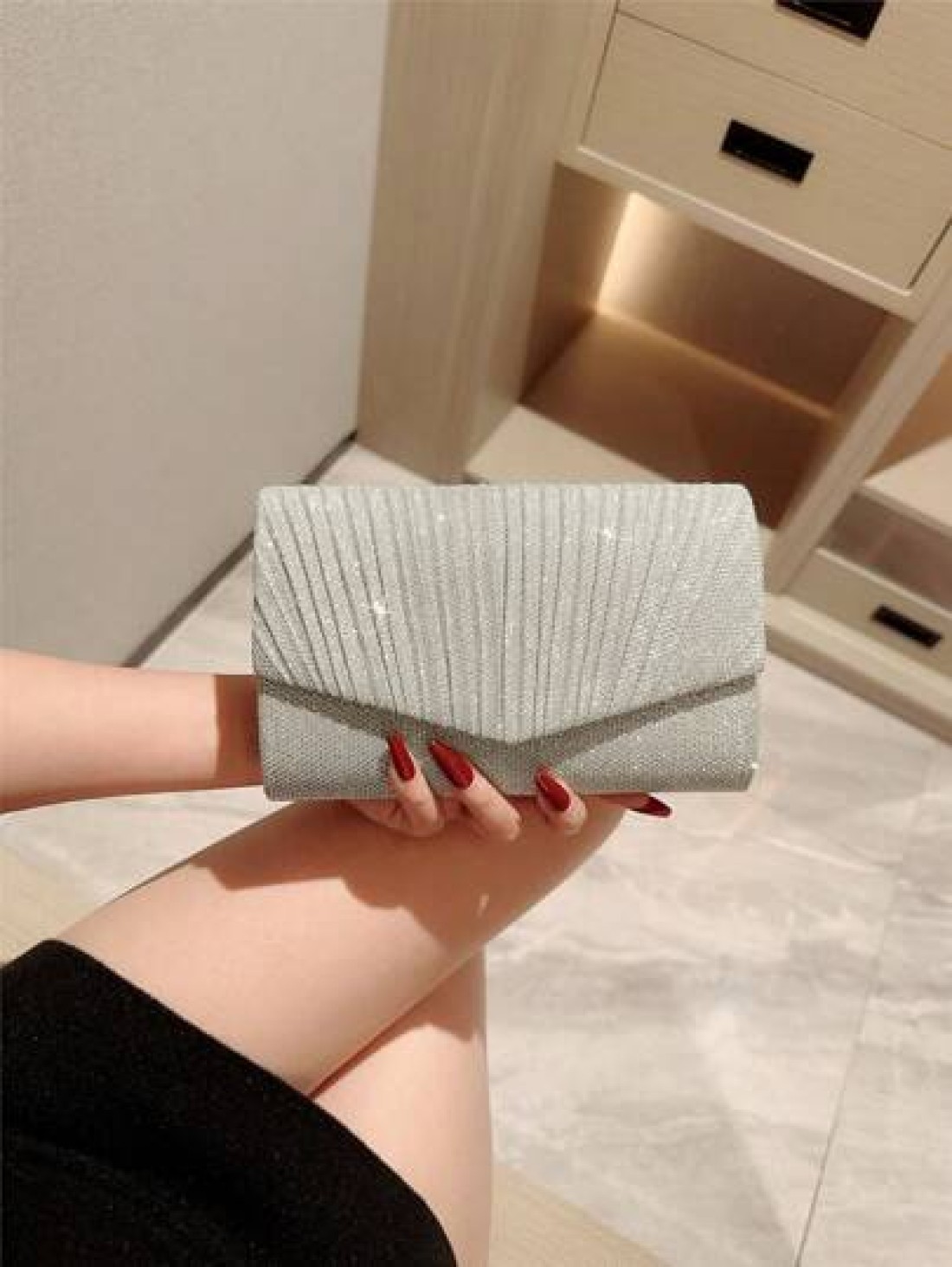 Mini Metallic Glitter Flap Box Bag Luxury Minimalist Clutch