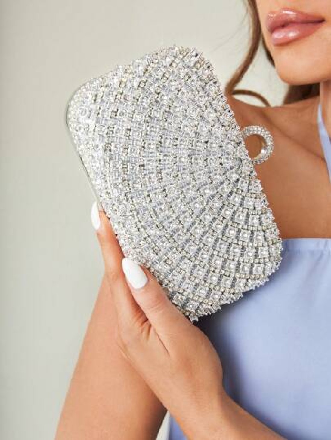 SHEIN Belle Lightweight Business Casual Rhinestone Decor Bucket Bag Mini Drawstring Design Clear Bag Faux Pearl Bag Evening Bag Dinner Bag Glamorous Elegant Exquisite Quiet Luxury Rhinestone For Party