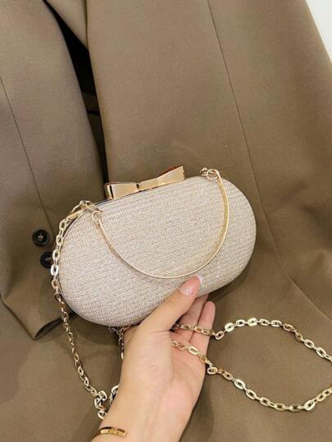 Elegant Fashionable Mini Evening Bag Shiny Clutch Purse Rhinestone Sparkly Evening Bag Metallic Chain Bridal Wedding Party Golden Bag Crossbody Handbag For Women Tready Party Bags Perfect For Party We