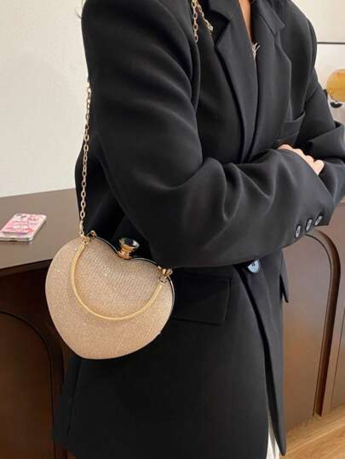 Luxury Handbags Clutch Purses Hot Heart Shape Chain Women Ladies Evening Bags