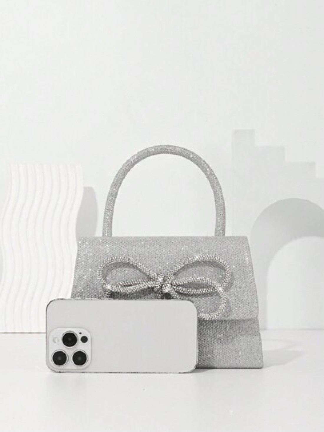 Mini Women s Glitter Rhinestone Big Bow Decor Evening Bag Prom Bags Sparkle Mini Square Handbags Bride Perfect For Party Wedding Prom Dinner Banquet Mother s Gift Perfectly Matching With New Years Out