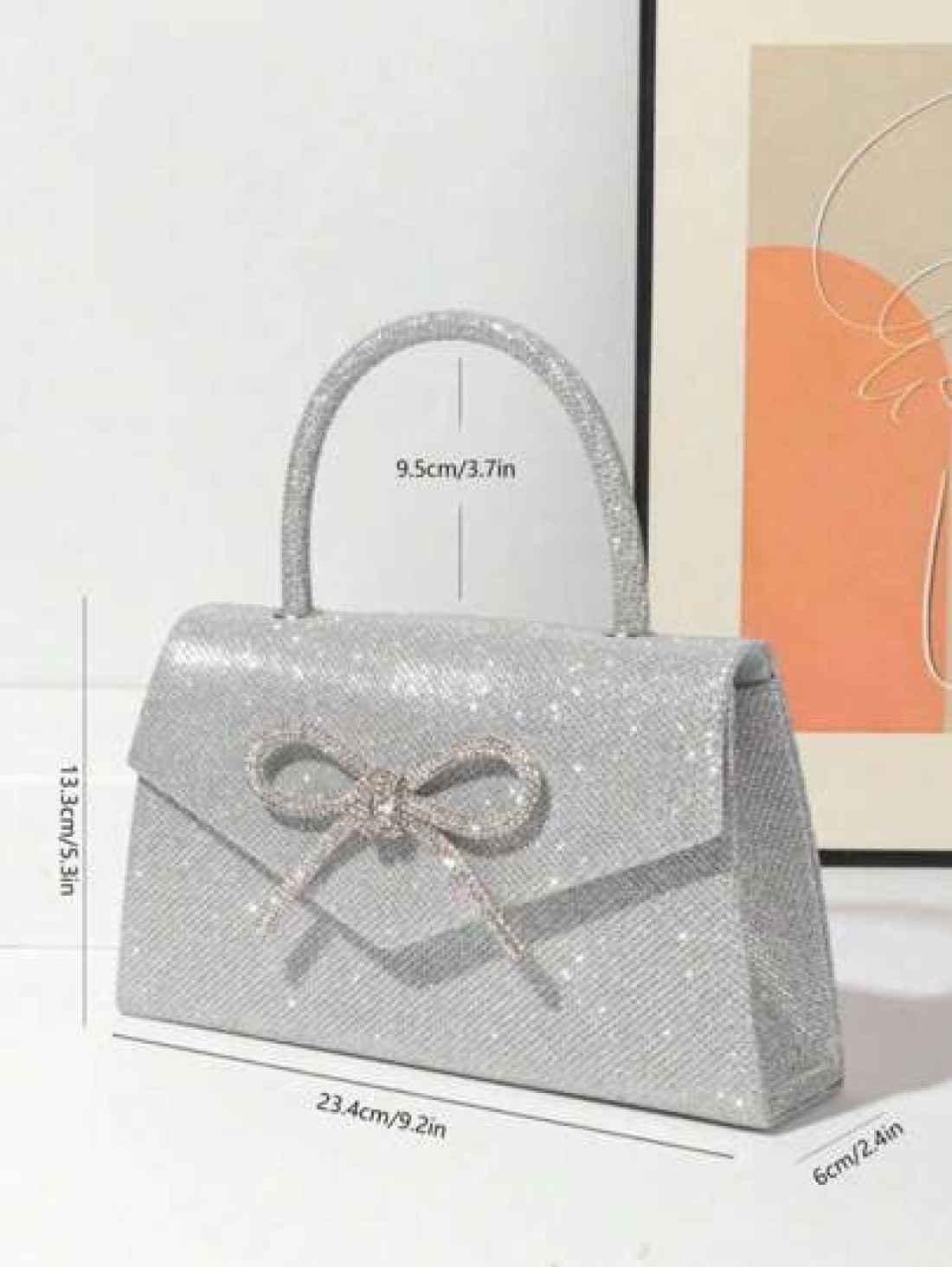Glitter Bowkont Decorate Purse With Top Handle Evening Bag Black Crossbody Bags Wedding Party Shoulder Bag