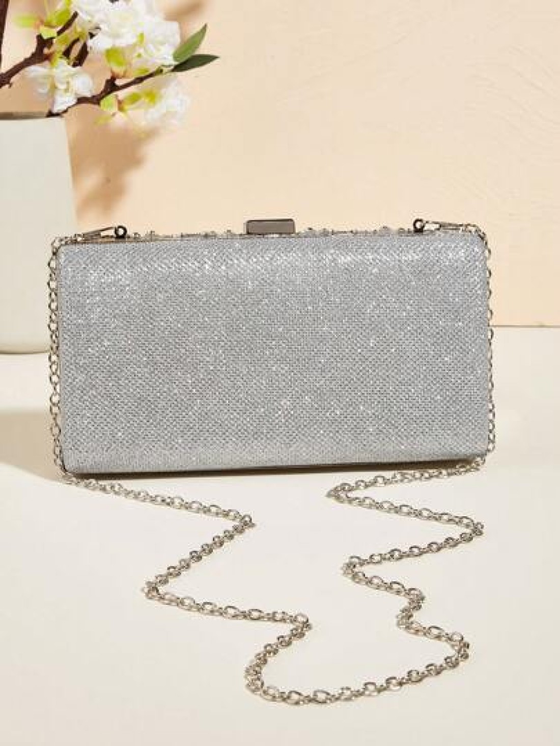 Handcrafted Glitter Rhinestone Embedded Evening Clutch Bag Party Bag Cosmetic Bag Shoulder Strap Crossbody Chain Bag Fashion Handbag