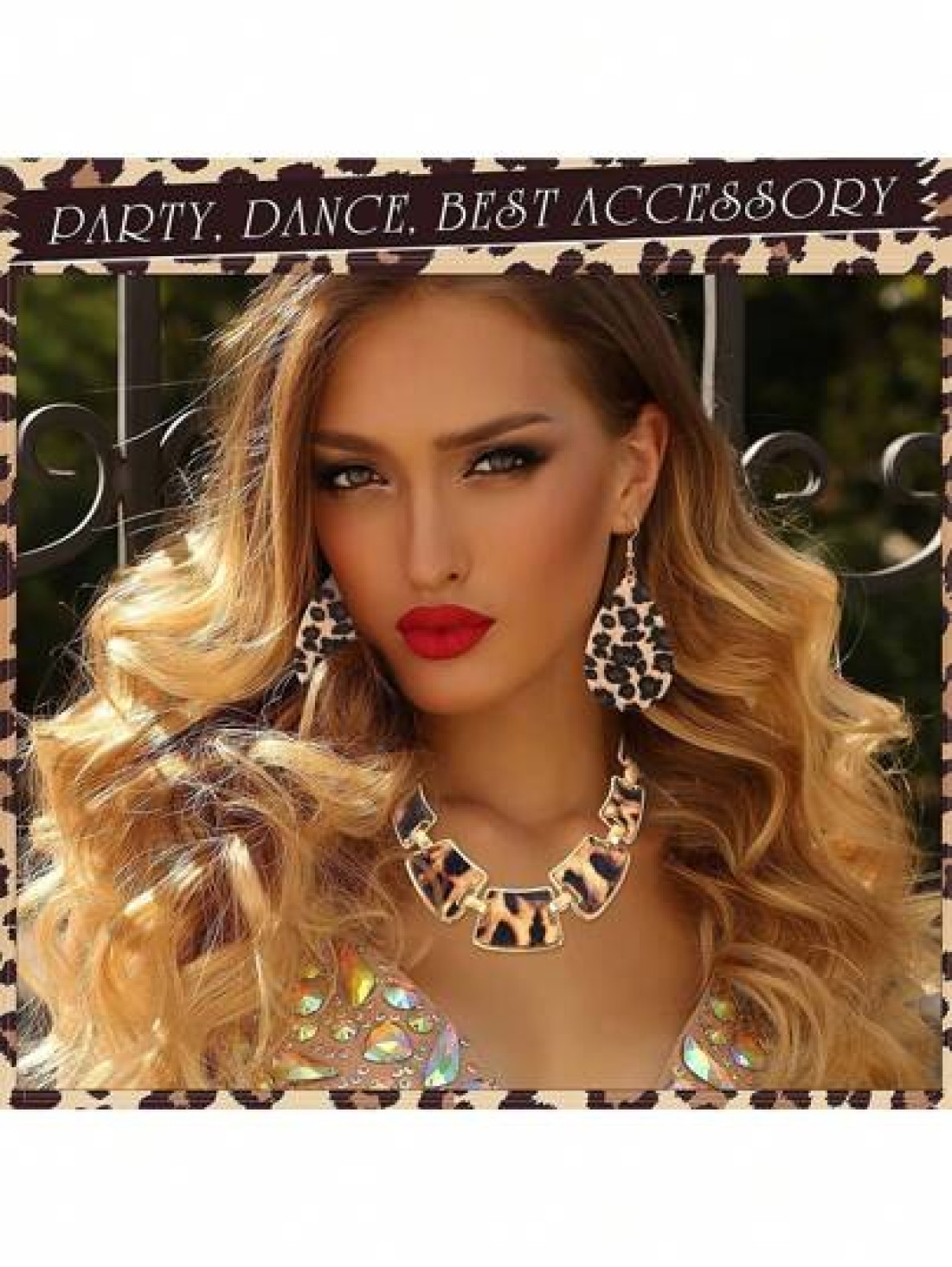 4pcs Leopard Print Jewelry Set For Women Alloy Earrings Bracelet Necklace With Tassel Pendant And Clutch Purse Sexy Street Style Accessories For Daily Wear Vacation And All Seasons