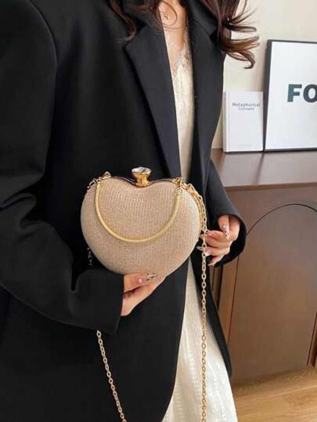 Luxury Handbags Clutch Purses Heart Shape Chain Women Ladies Evening Bags