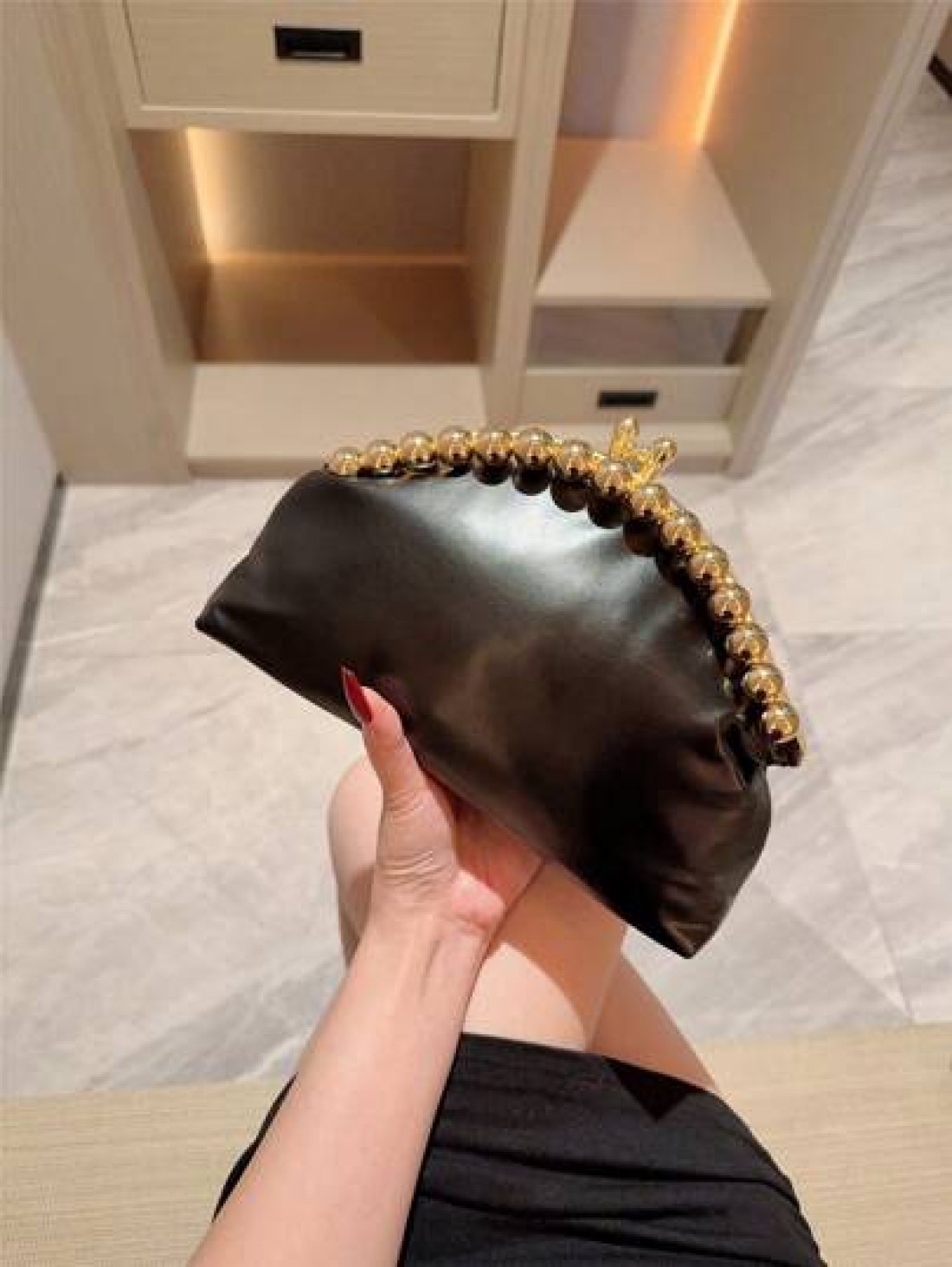 Moonlit Eve Bag 1pc Fashion Metal Sphere Decor Party Handbag European American Style Luxury Leather Clutch Purse Elegant Sophisticated Wedding Gala Bag Suitable For Wedding Prom Formal Events Formal D