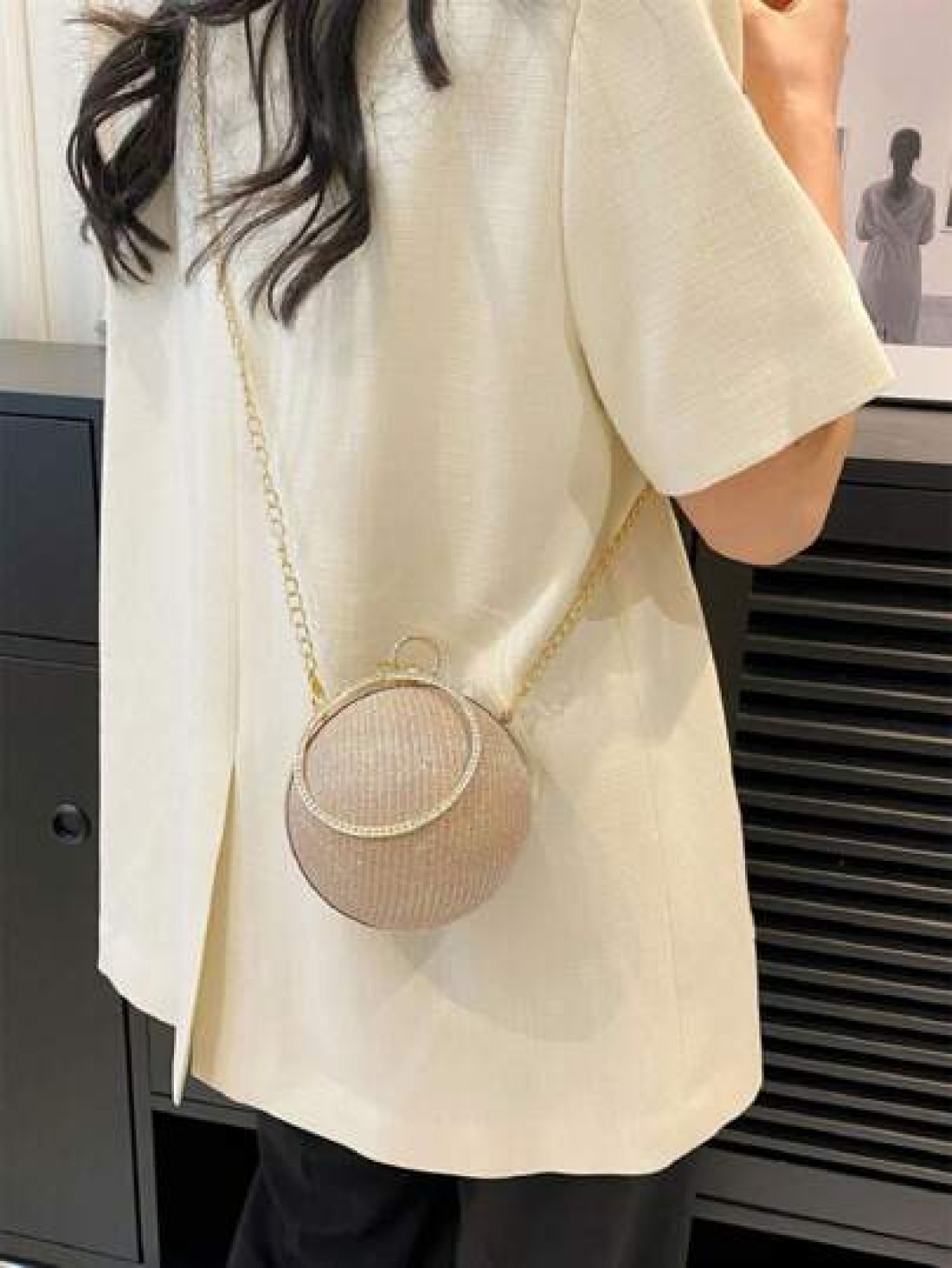Dedoo Lightweight Business Casual Rhinestone Decor Bucket Bag Mini Drawstring Design Clear Bag Faux Pearl Bag Evening Bag Dinner Bag Glamorous Elegant Exquisite Quiet Luxury Rhinestone For Party Girl