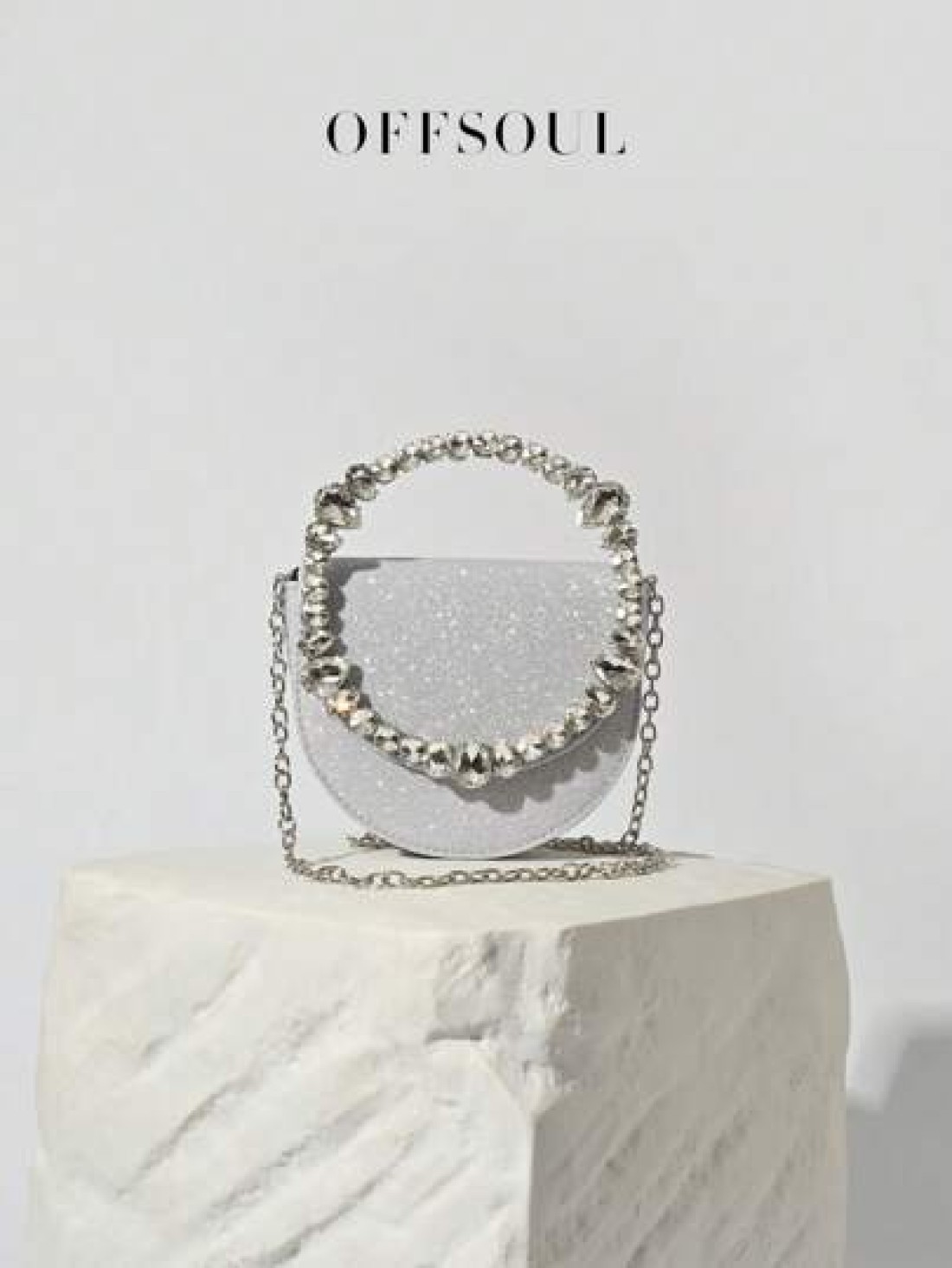 Rhinestone Irregular Circle Evening Clutch Bag New Fashion Party Formal Dress Handbag Shiny Chain Shoulder Crossbody Bag For Women