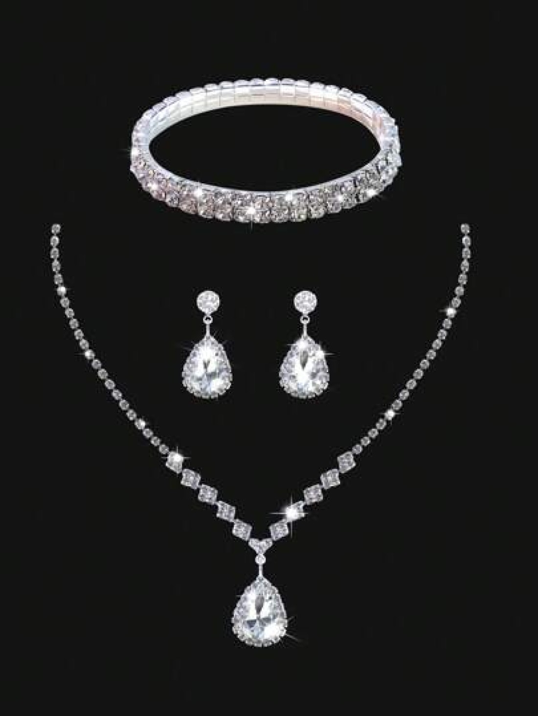 Shiny Elegant Fashionable Charming Rhinestone Flap Handbag Exquisite Women s Evening Bag Matched With Glitter Rhinestone Jewelry Three Pieces Set Luxurious And Exquisite Rhinestone Necklace Bracelet A