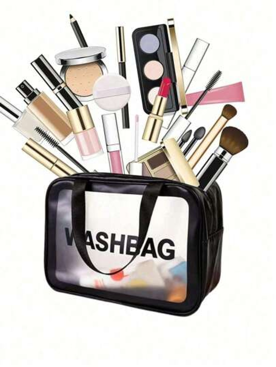1 3pcs Set Travel Makeup Bags Portable Toiletry Bag Letter Printed Cosmetic Pouch Clear PVC Makeup Case Shower Swimming Storage Bag Large Capacity Travel Cosmetic Bag Toiletry Bag Beach Bathroom Tote