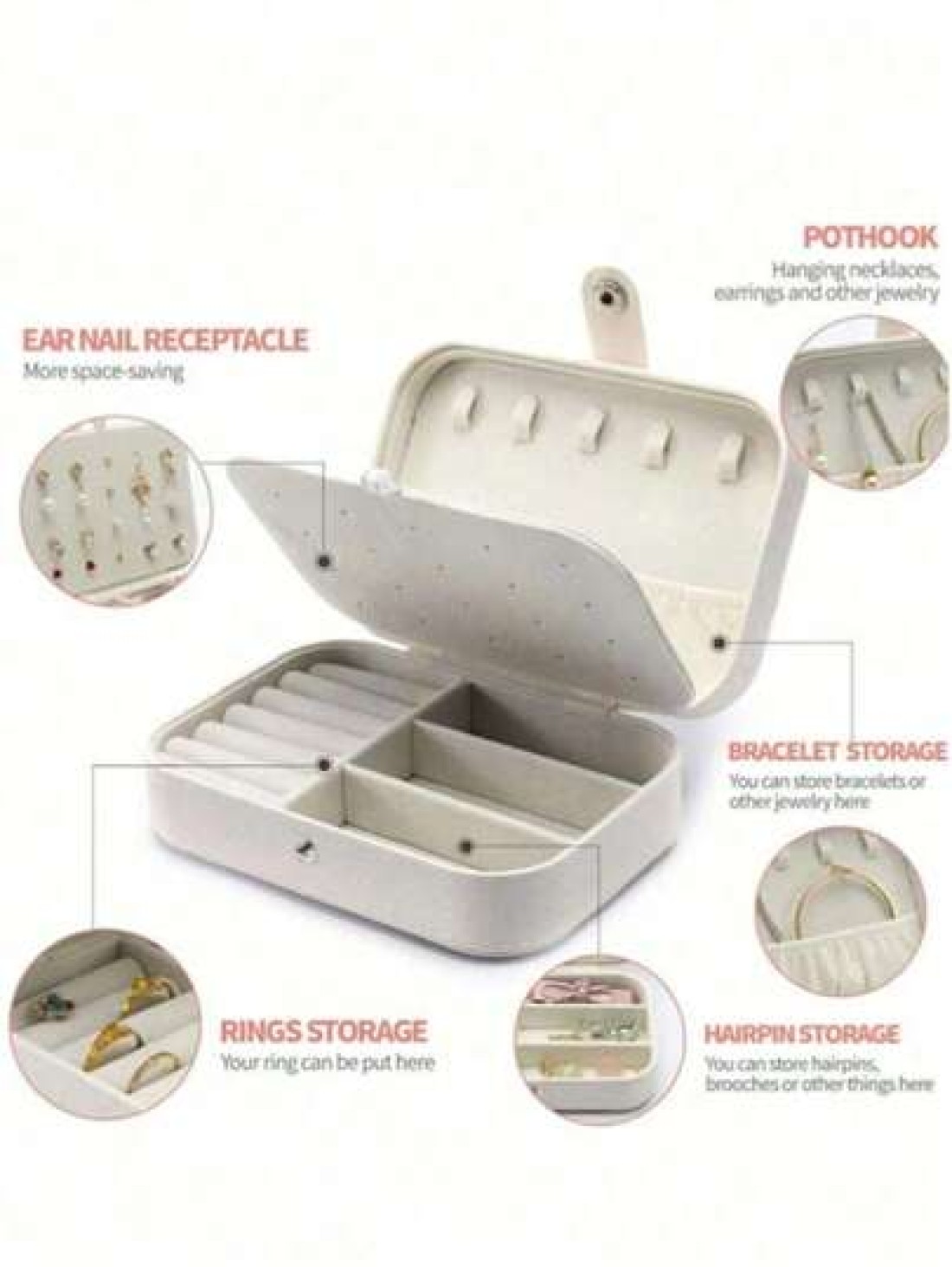 1pc Portable Travel Jewelry Box Fashion Zipper Jewelry Case Mini Ring Box Waterproof PU Leather Storage Bag Jewelry Organizer And Container With Velvet Lining For Rings Earrings Pendants Necklaces Bra