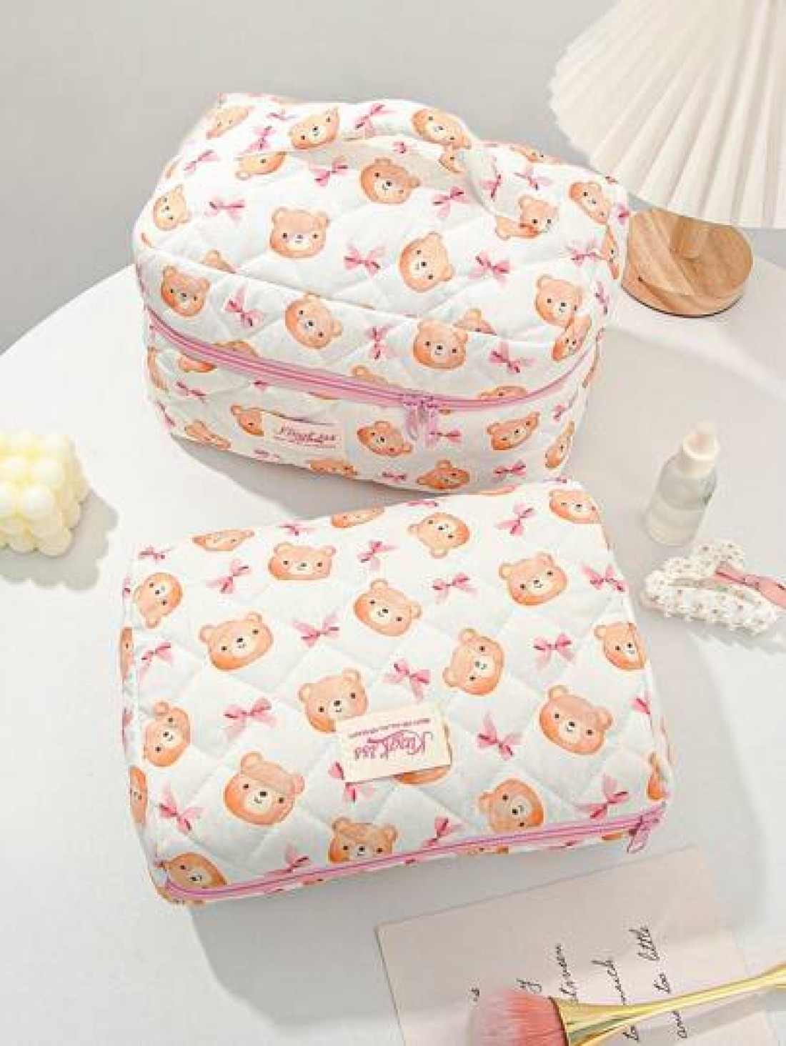 1 Piece Large Capacity Women Makeup Bag Fashion Sweet Style Cosmetic Bag Set Printed Wash Bag Sorting Storage Bag Vanity Organizer Beauty Case Zipper Pouch Makeup Bag Toiletry Bag Versatile Storage Ba