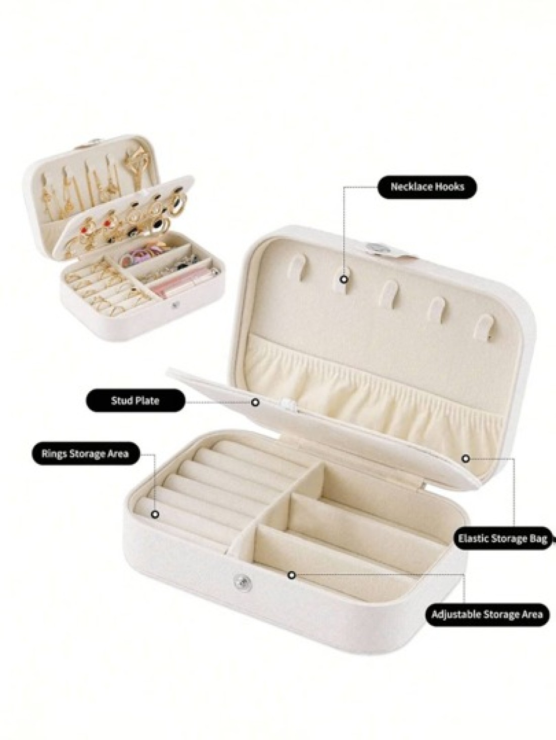 1pc Portable Jewelry Organizer Case Multifunctional Makeup Box Vanity Makeup Tray Foldable Large Capacity Travel Jewelry Display Box Jewelry Gift Box Minimalist Flip Cover Makeup Organizer