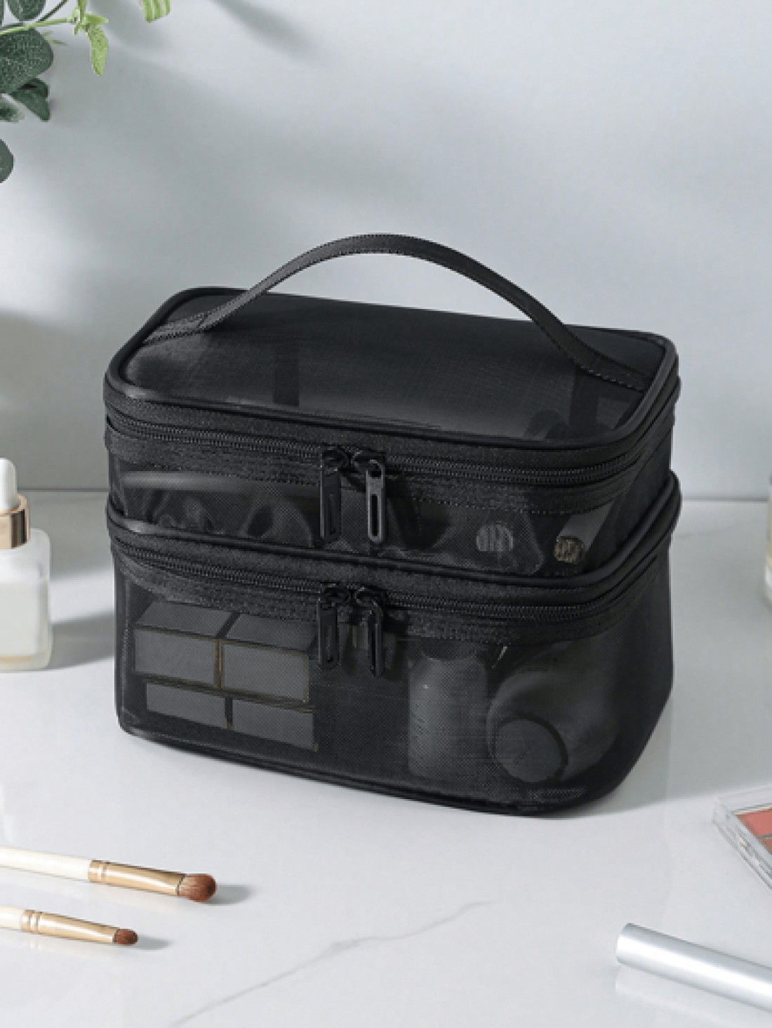 1pc Multi Function Cosmetic Bag Portable Makeup Organizer Bag Waterproof Travel Toiletry Bag Large Capacity Storage Bag For Makeup Cosmetics Lip Gloss Lipstick Combs Brushes Toothpaste Jewelry Station