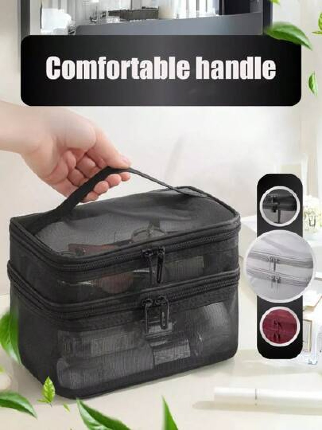 1pc Multi Functional Toiletry Bag Portable Makeup Storage Organizer Waterproof Cosmetic Pouch Large Capacity Travel Bag For Makeup Brushes Lipstick Nail Polish Jewelry Electronics Perfect Gift For Bir