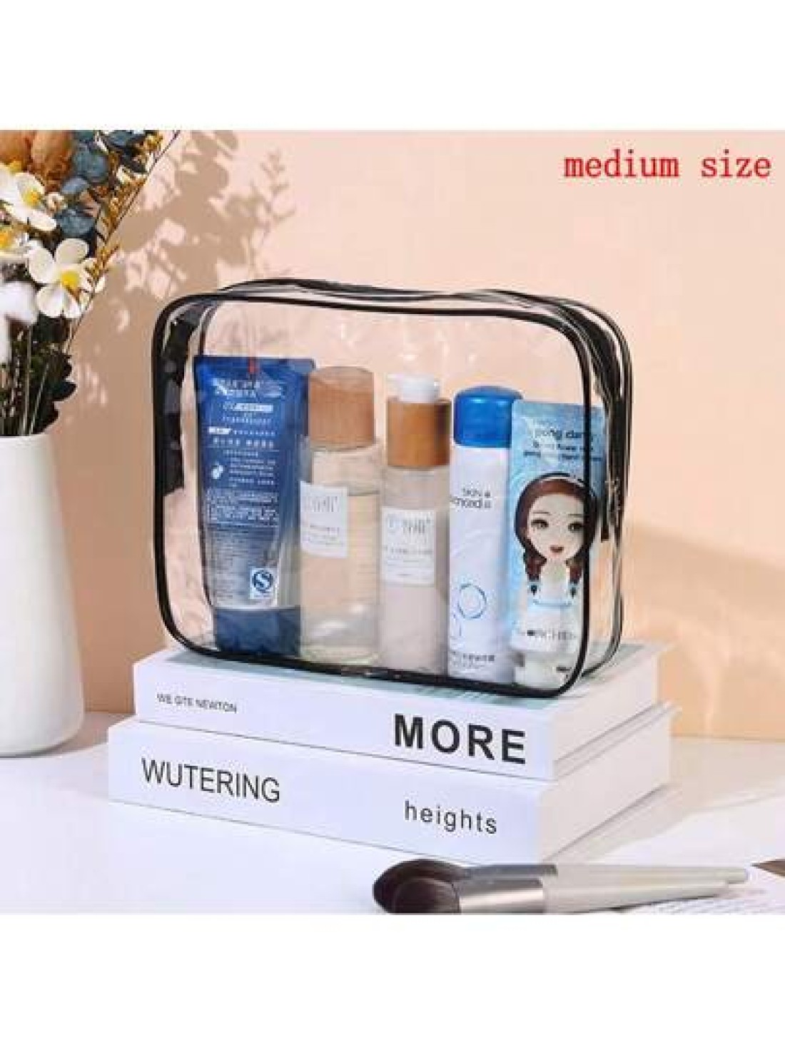 3Pcs Set Transparent Toiletry Bags Large Capacity Travel Organizer Storage Pouch Makeup Cosmetics Bag Multifunction Makeup Bag Beach Pool Spa Gym Bag Large Capacity Travel Toiletries Zipper Storage Ba