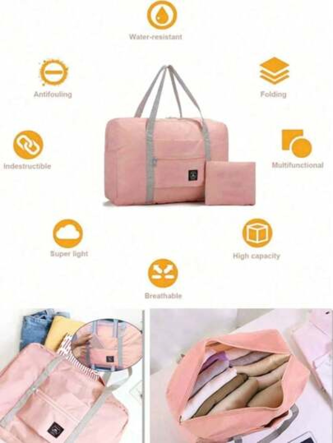 1pc Portable Foldable Travel Bag Reusable Cosmetic Storage Pouch Unisex Toiletry Organizer Large Capacity For Luggage Bathroom Travel Gift Holiday Wardrobe Vanity Summer Travel Vacation Home Bathroom