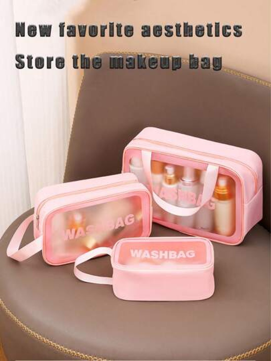 4pcs 1pc PVC Portable Cosmetic Bag Travel Makeup Organizer Pouch Waterproof Toiletry Bag Multi Functional Storage Bag For Lipstick Lip Liner Comb Makeup Brushes Eyeshadow Palette Toothpaste Skincare N