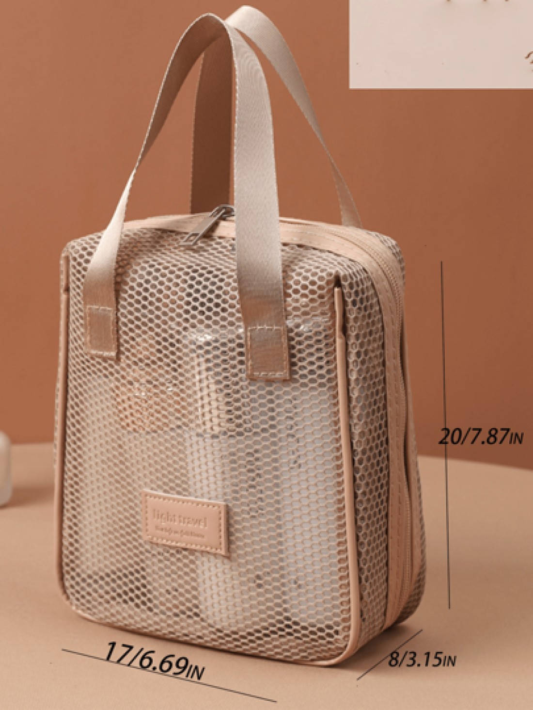 1pc Large Capacity Mesh Cosmetic Bag Portable Travel Toiletry Organizer Multi Function Storage Pouch With Zipper Mesh Bag For Cosmetics Skincare Phones Jewelry And Small Items Gift Travel Multiple Col