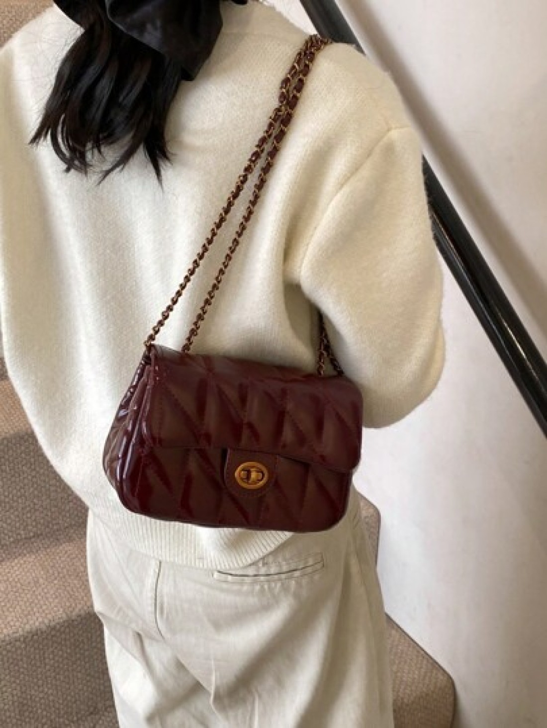 Nanfeng Chio2n Fancheng Red Maple Small Square Bag Women s New Red Chain Shoulder Crossbody Bag
