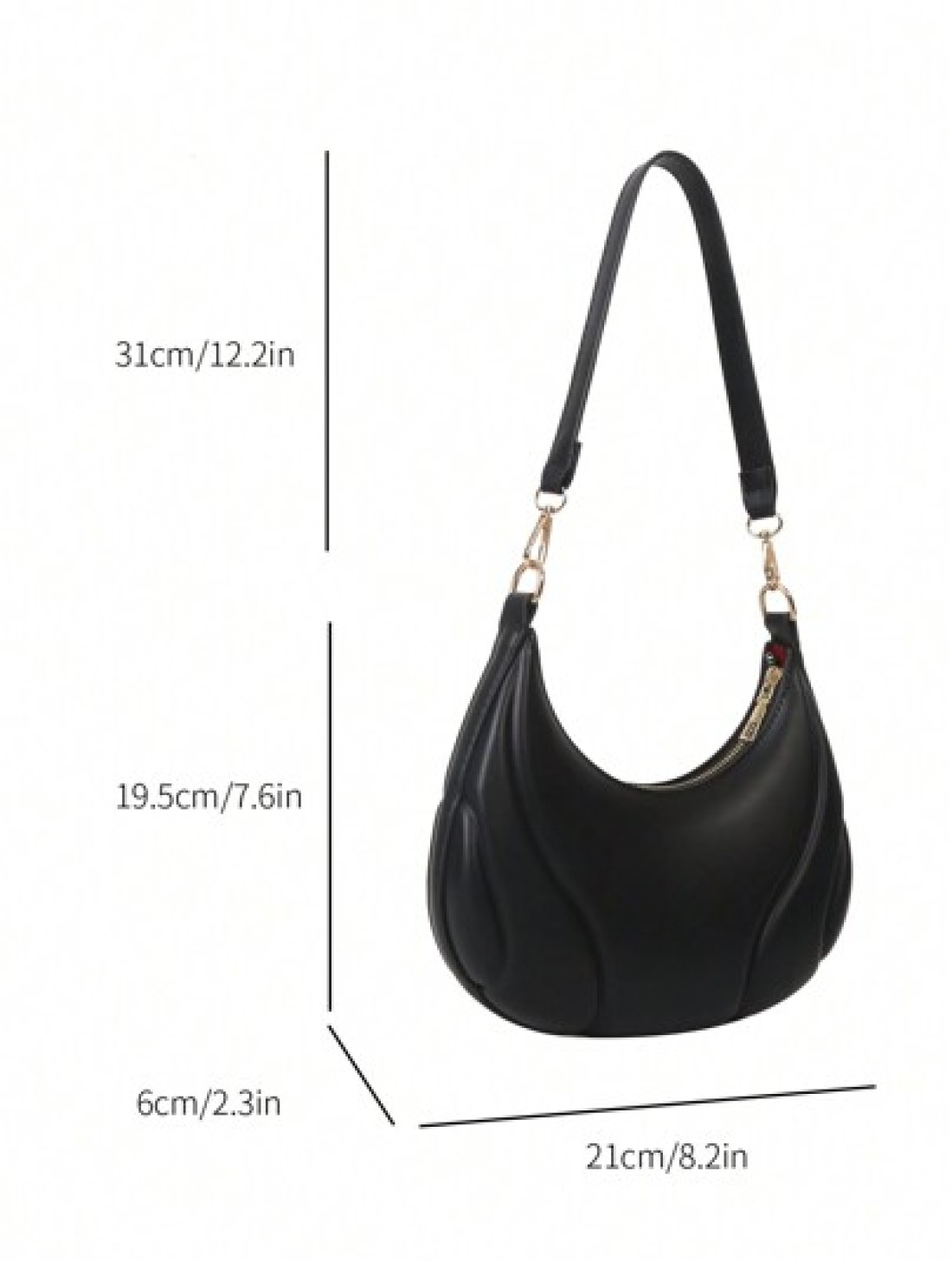 Hot Search Crescent Handbag 1 Piece Solid Acrylic Chain Decoration PU Portable Elegant Zipper Shoulder Bag Handbag Suitable For Girls To Travel And Daily Use