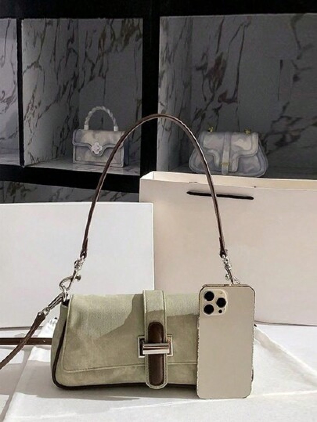 Dedoo 1pc Handbag 2024 New Fashion Handbag Joker Cowboy Long Stick Handbag 2024 New Advanced Texture Niche Original Shoulder And Underarm Slung Suitable For Travel Dating Shopping White Collar Workers