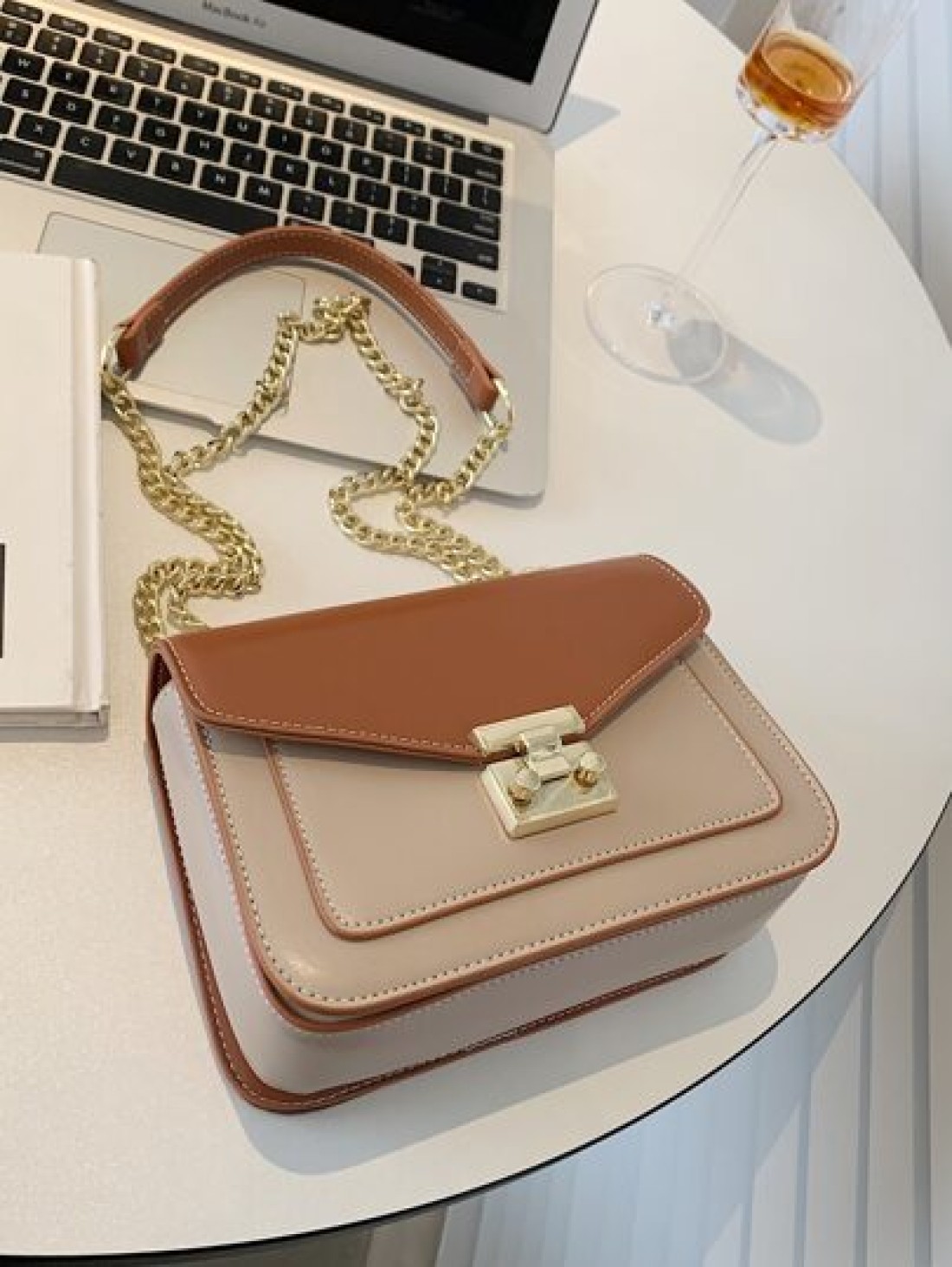 Mini Push Lock Chain Decor Flap Square Bag Shoulder Bag Clutch Bag Clutch Minimalist Classic Funky Leather Small Bag Square Bag Star Women Ladies Lover Travel Work Office Prom Party Weekend And Holida