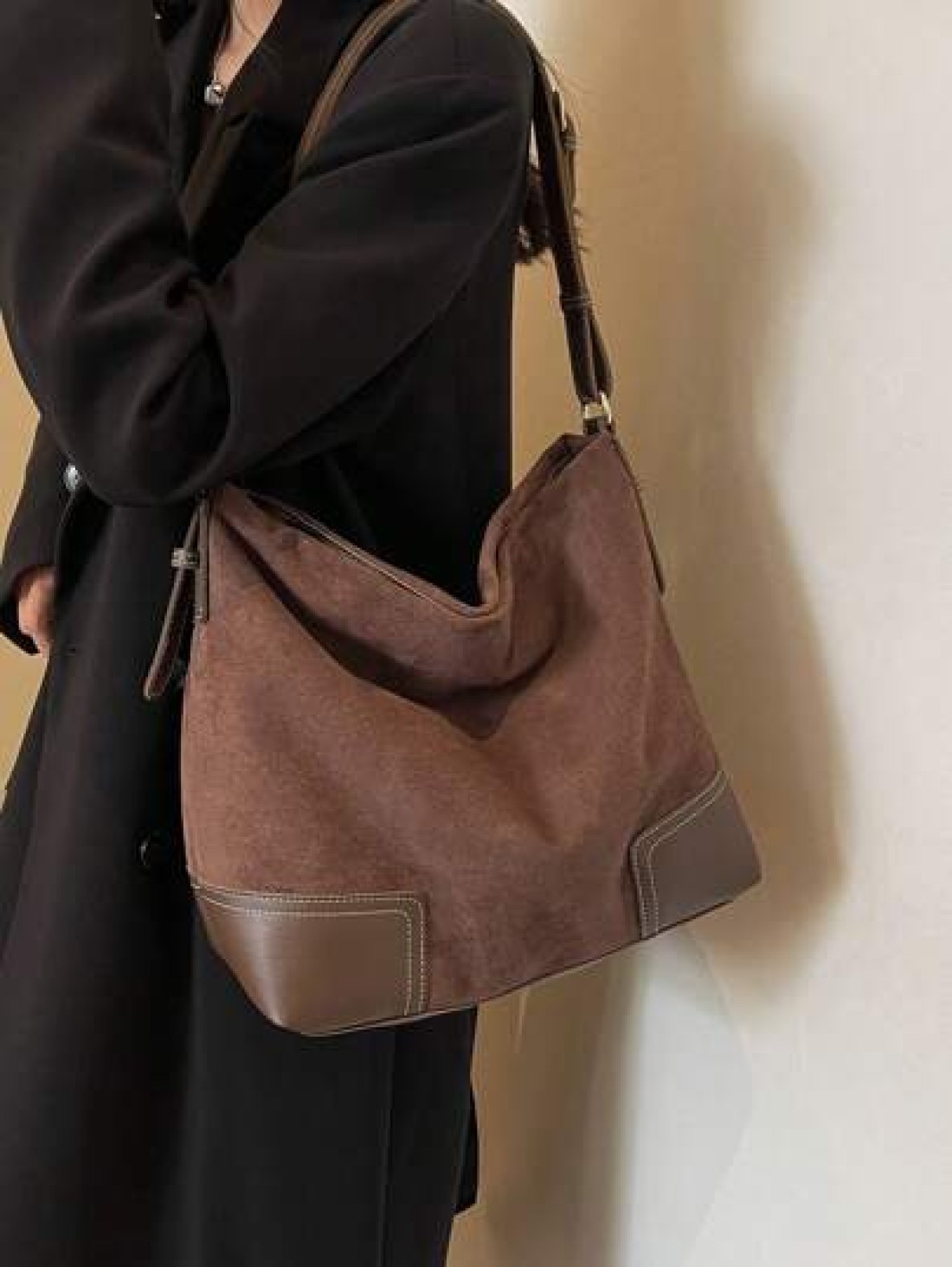 Fashion Casual Versatile Retro Solid Color Women Shoulder Bag