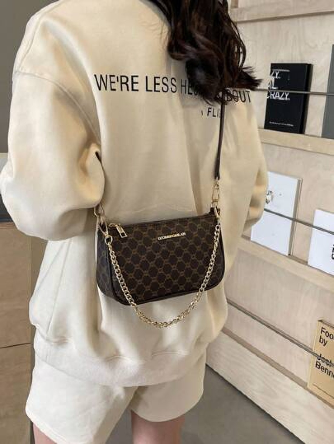 Women s Pu Leather Chain Shoulder Bag With Underarm Design