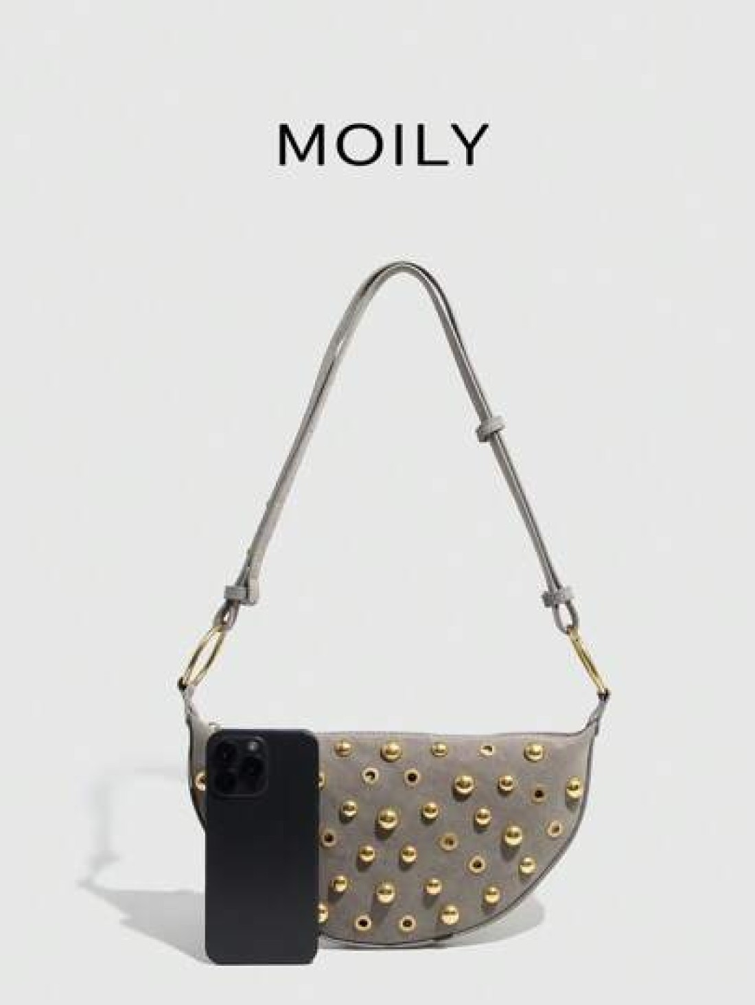 Street Punk Rivet Adjustable Shoulder Women s Crossbody Saddle Bag