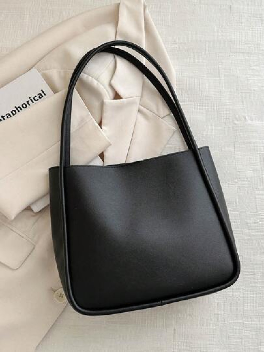 1 Pc Retro Plain Soft Surface Large Capacity Shoulder Bucket Bag Suitable For Women s Daily Casual Commuting Use Minimalist Style Women Bag