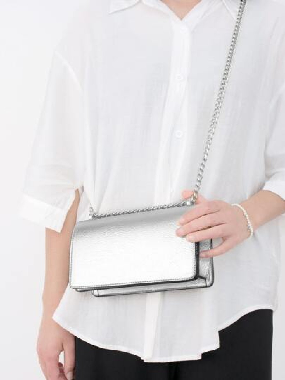 Lightweight Business Casual Metallic Minimalist Chain Flap Square Bag For Teen Girls Women College Students Rookies White Collar Workers Perfect For Office College Work Business Commute Outdoors Trave