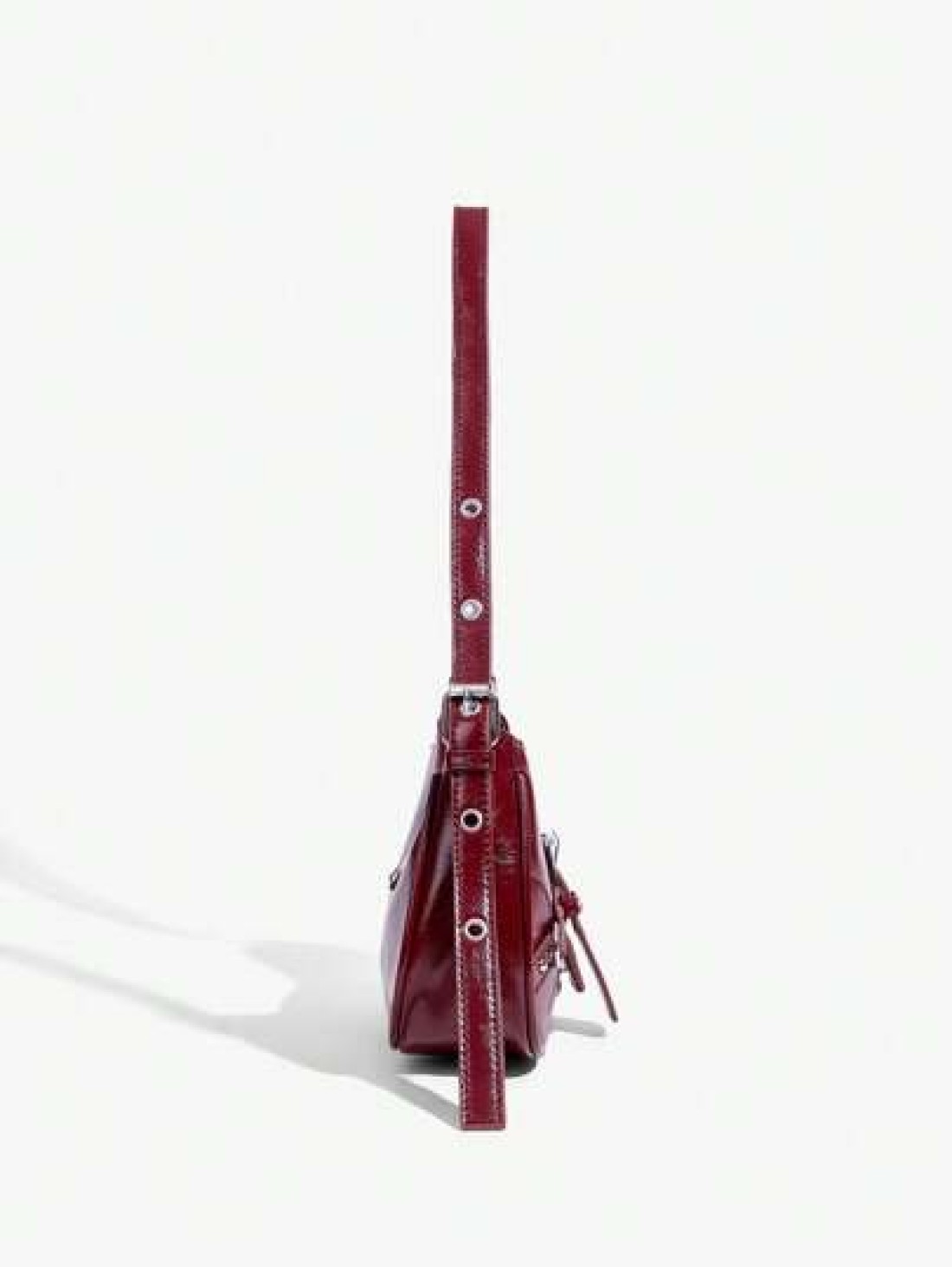 SHEIN ICON 1pc Rivet Decorated Punk Style Buckle Closure Y2K Fashion Women s Shoulder Bag Adjustable Strap For Teenagers Fashionable Burgundy Bag Valentines