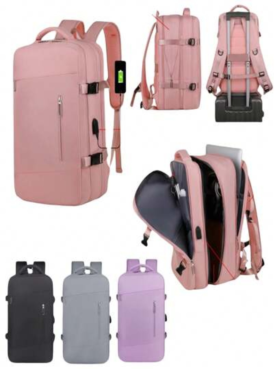 1pc Travel Backpack For Men Women 40L Flight Approved Carry On Backpack Large Expandable Luggage Backpack Bussiness Travel Backpack With USB Charging Port And Anti Theft Pocket 17 Inch Water Resistant