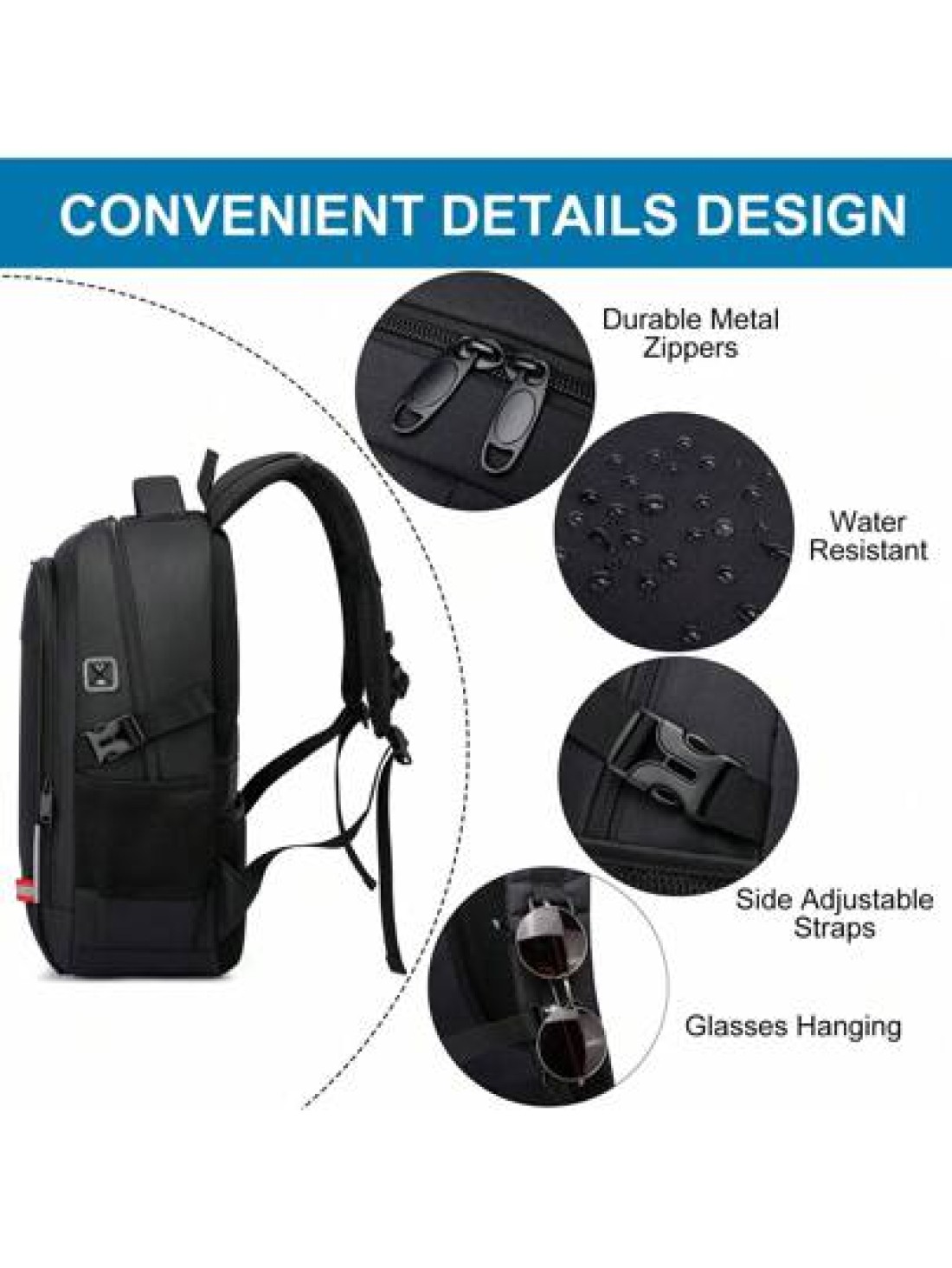 Black Water Resistant Large Capacity Anti Theft Backpack Suitable For Teenagers And Students School Supplies School Bag College Outdoor Activities Travel Hiking Work Business Leather Bag Christmas Hol