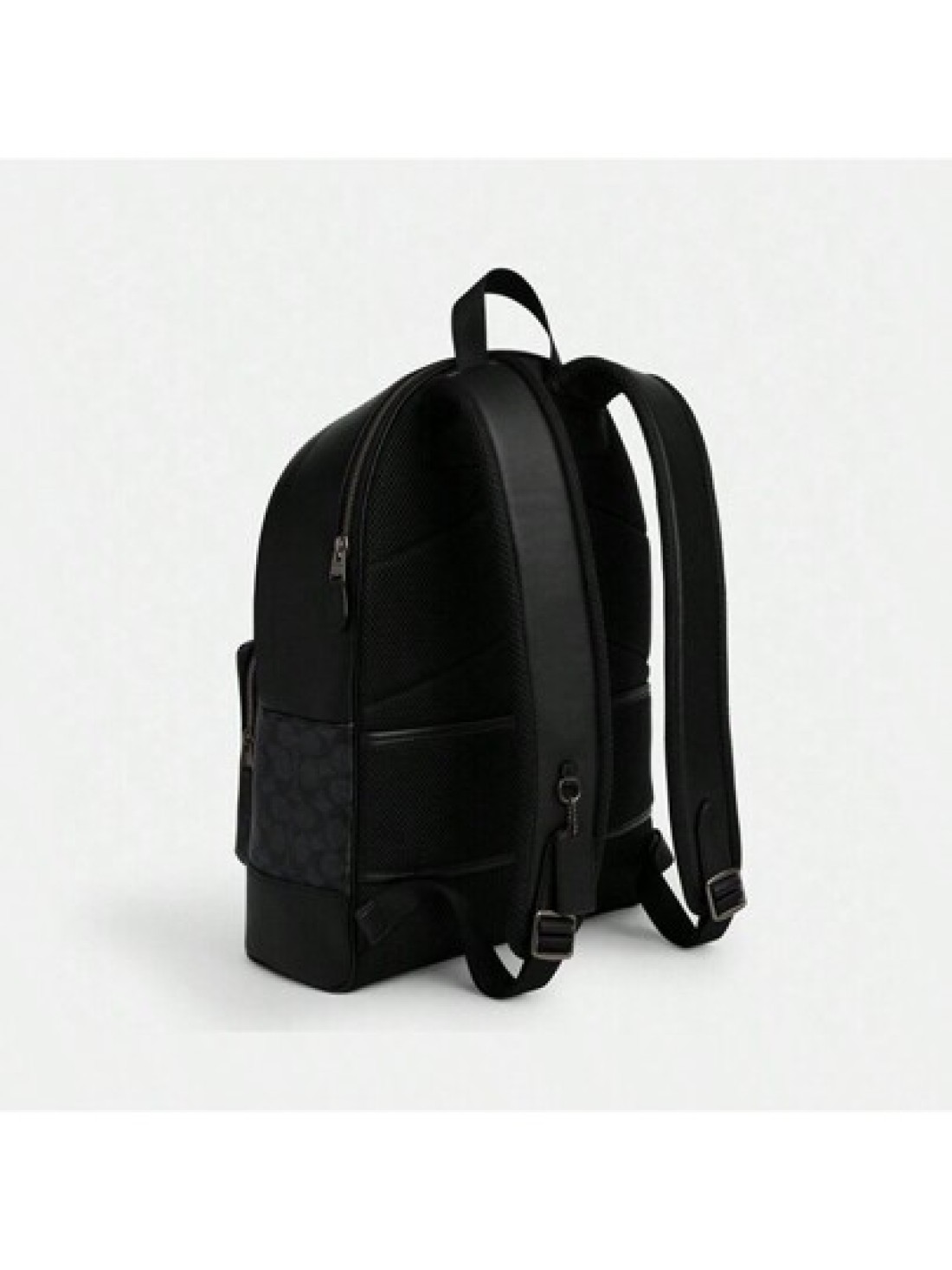 Coach WEST 32 Stripe Colorblock Zipper Closure Faux Leather Backpack Large Size Men s Charcoal Black Denim Blue Chalk White