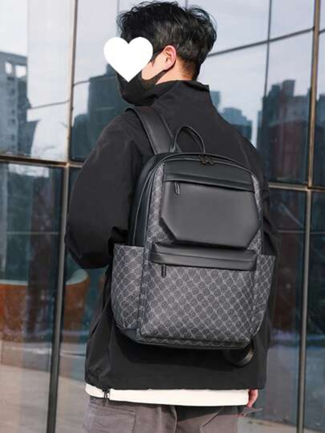 17 Inch Medium Laptop Backpack Geometric Pattern Buckle Design Pu Camping Bag Schoolbag For Travel College School Casual Backpack Laptop Backpack Commute Lightweight Flap Backpacks Leather Bag Minimal