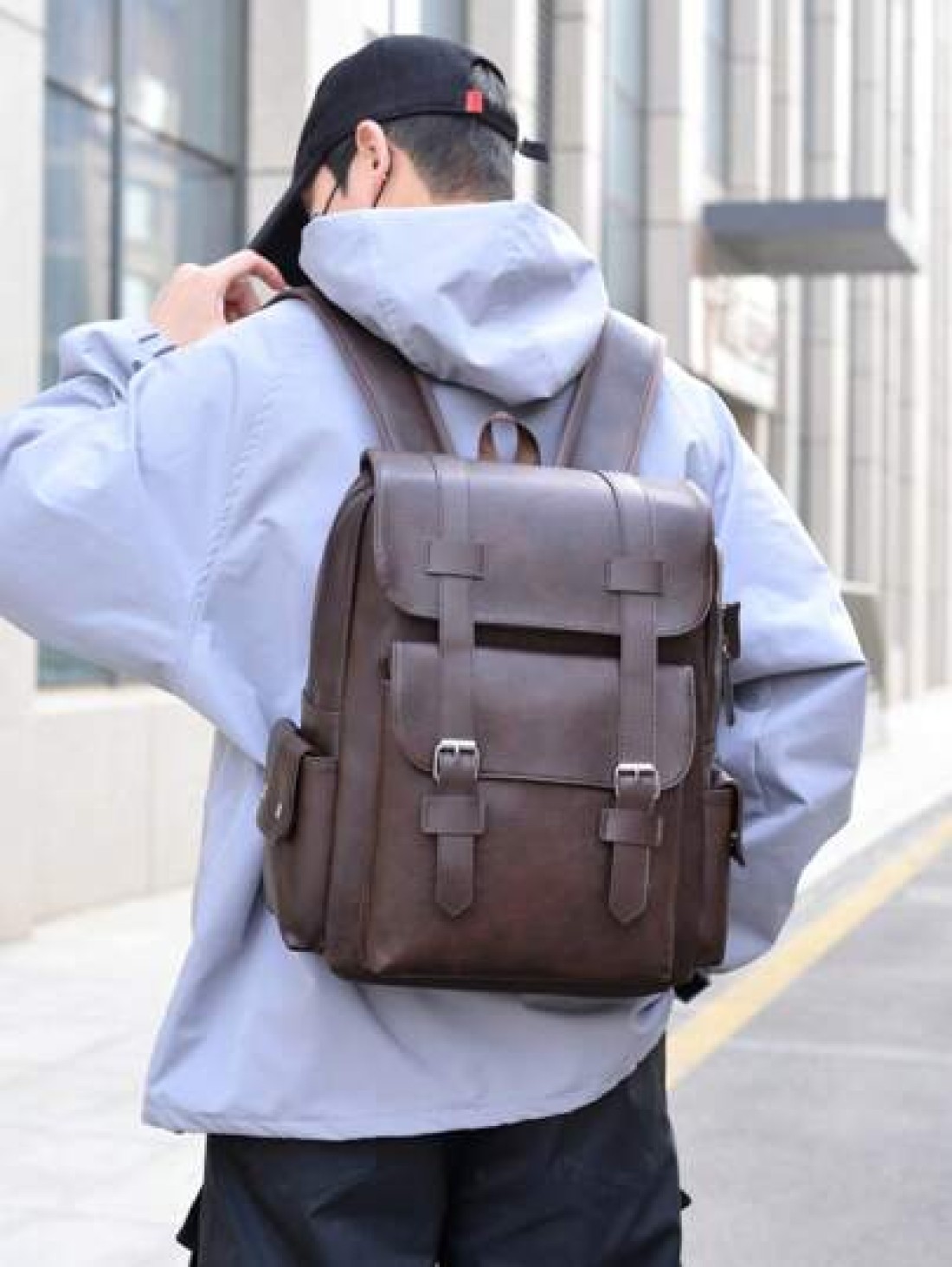 14 7inch Laptop Backpack Large Capacity Rucksack For School Teenagers Boys Men PU Leather Backpacks Male Schoolbag With Zippers High Quality