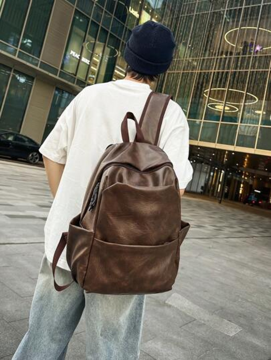 Men s Simple Functional Backpack Large Capacity Water Repellent Oil Wax Leather Material Multi Compartment And Multi Compartment Wear Resistant Backpack Sponge Buffer Zone On The Back Widened Comforta