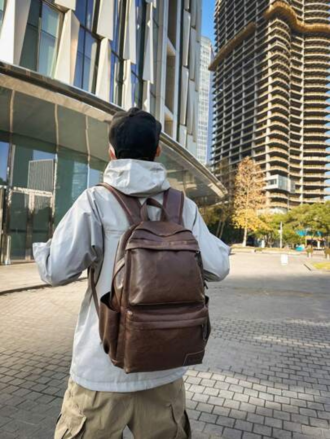 14 7inch Laptop Backpack Large Capacity Rucksack For School Teenagers Boys Men PU Leather Backpacks Male Schoolbag