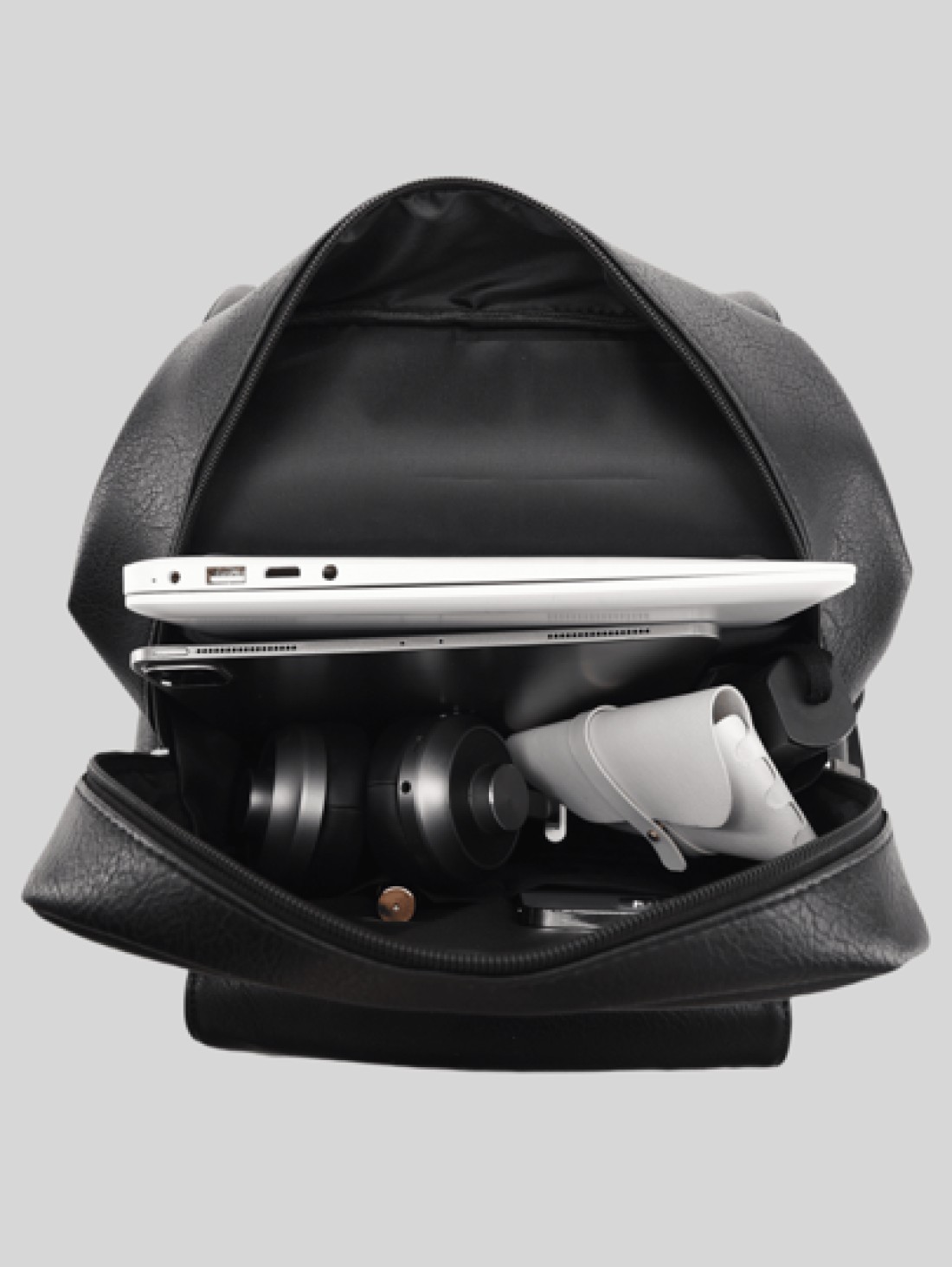 Large Laptop Backpack Men PU Leather Backpacks Male Teenagers Boys Black Schoolbag